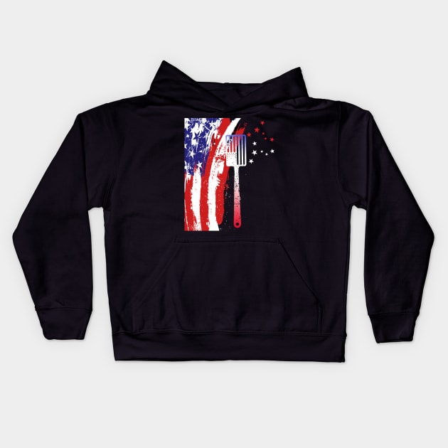 American map and Flag, 4th of July, happy independence day God Bless America Kids Hoodie by SweetMay